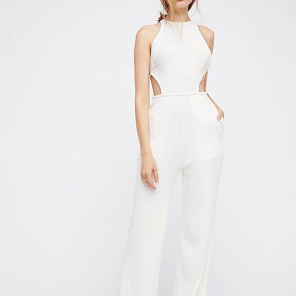 Free People. White, cut out jumpsuit.